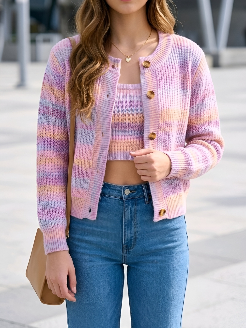 Mabelinda Pastel Striped Cardigan Set - Picture 6 of 11